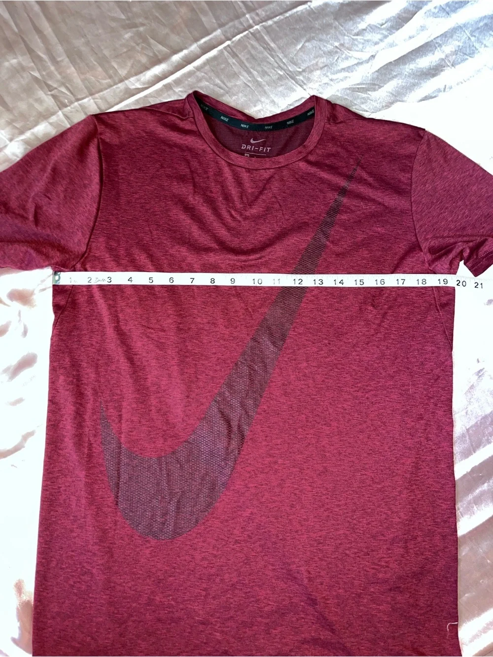 Nike Maroon Short Sleeve Dri-FIT Tee with Large Swoosh